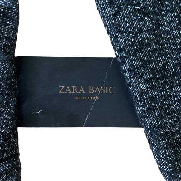 NWT ZARA GLEN 534 WOMEN'S BLACK & WHITE OPEN FRONT WOOL JACKET W/POCKETS LARGE - Picture 2 of 9